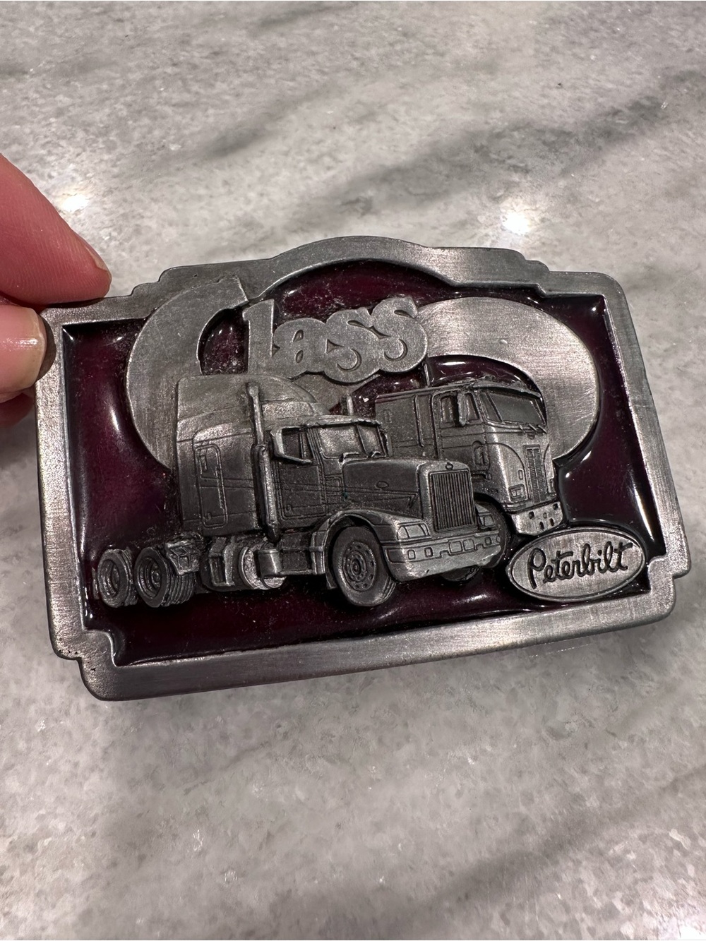 Vintage Peterbilt Class belt buckle metal western